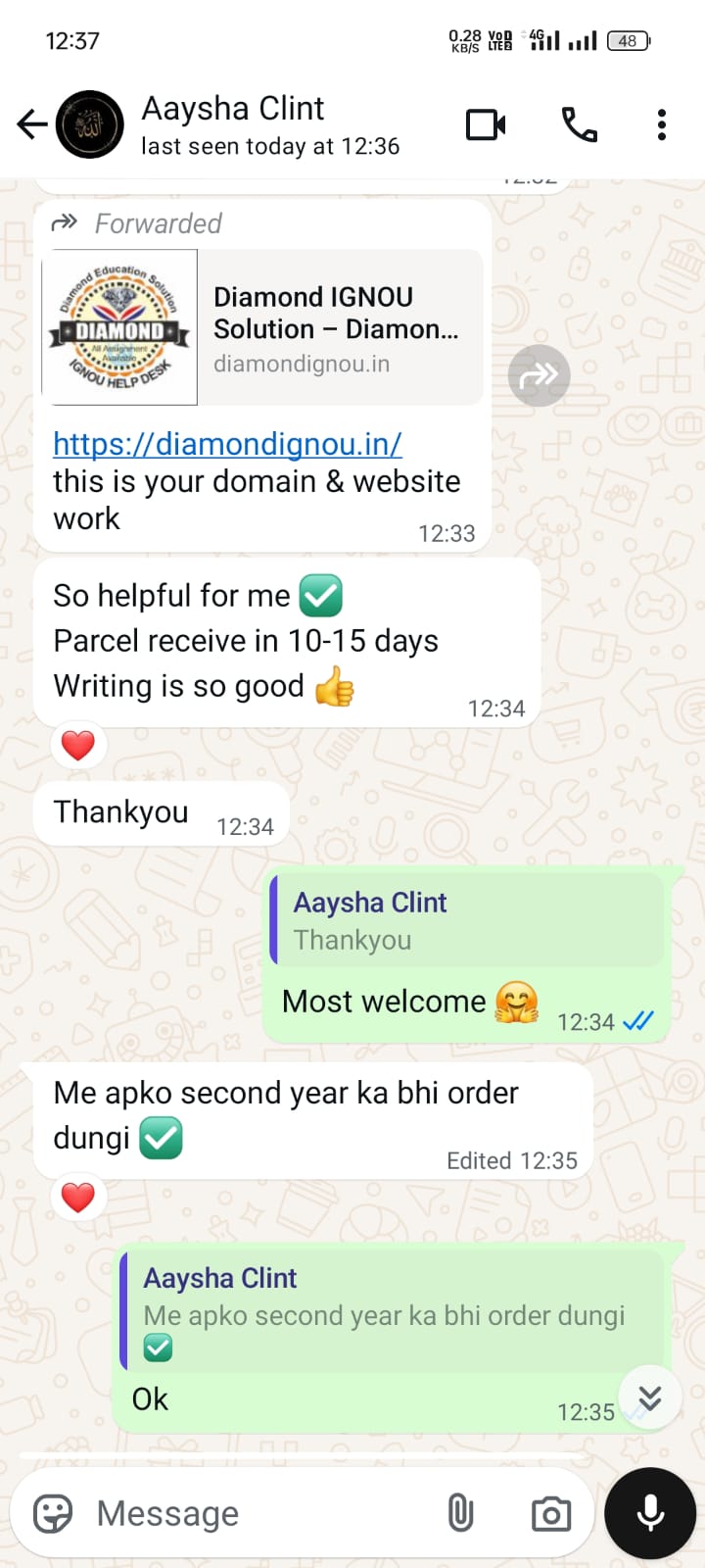 Student Feedback for IGNOU and NIOS Coaching at Diamond Institute Delhi